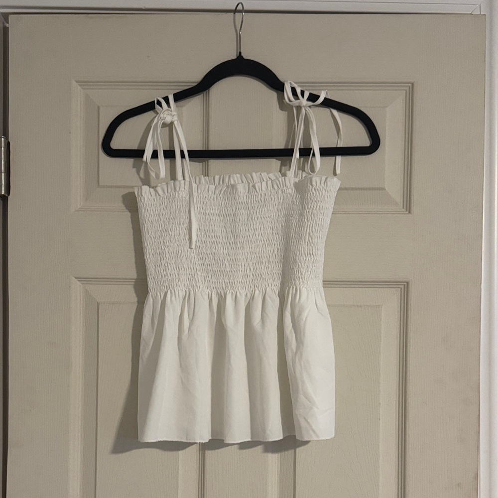 Elegant White Smocked Women's Top